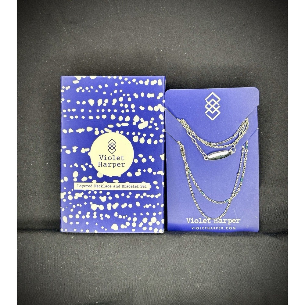 VIOLET Harper Isabella Beaded‎ Layered Necklace & Bracelet Set NWT MSRP $48